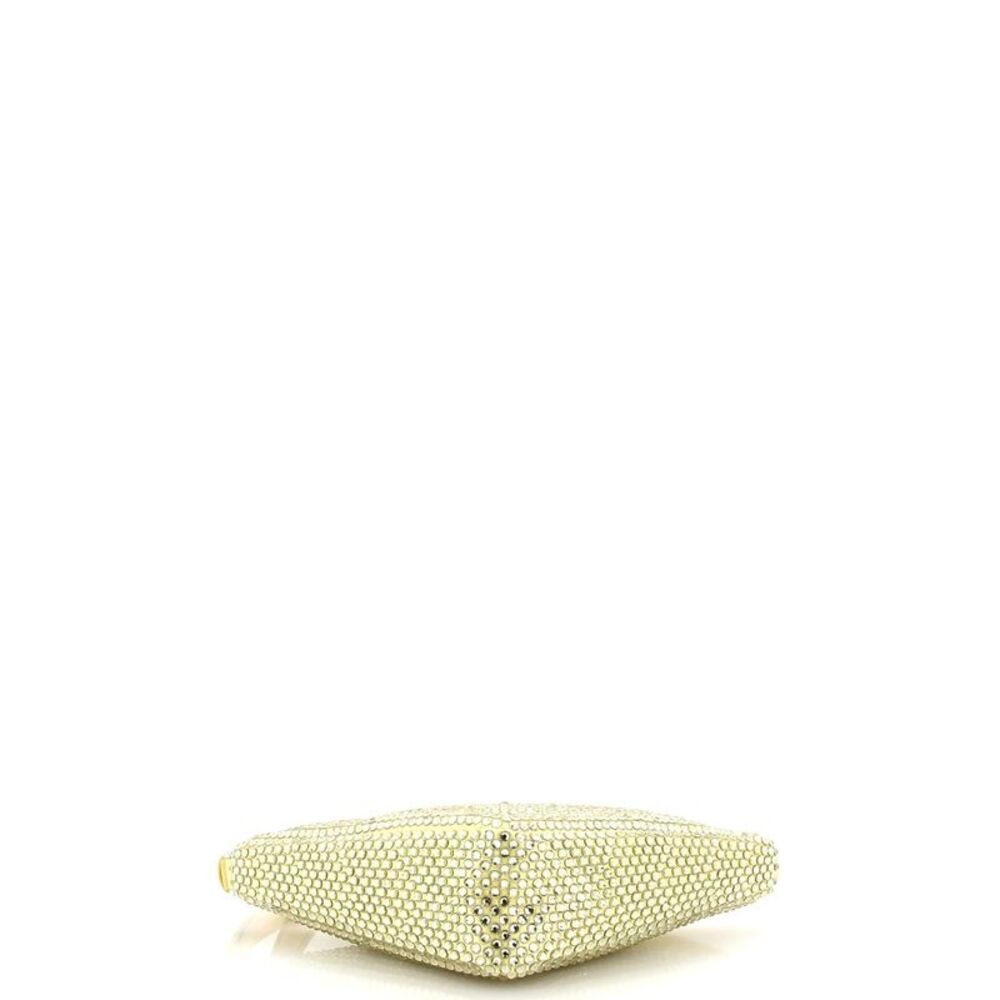 Prada Triangle Top Handle Pouch Bag Crystal Embellished Satin Mini Gold - Picture 4 of 6
